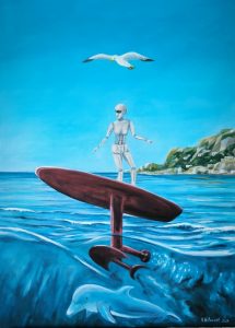 Cyborg elektro foil surfboard surrealismus Innovation